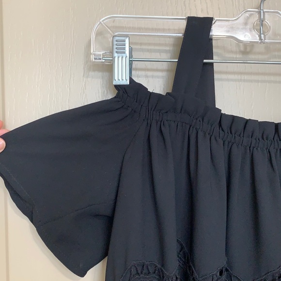 LOFT Black Off the Shoulder Dress w/ ZigZag Detail Sz XS - Picture 3 of 7
